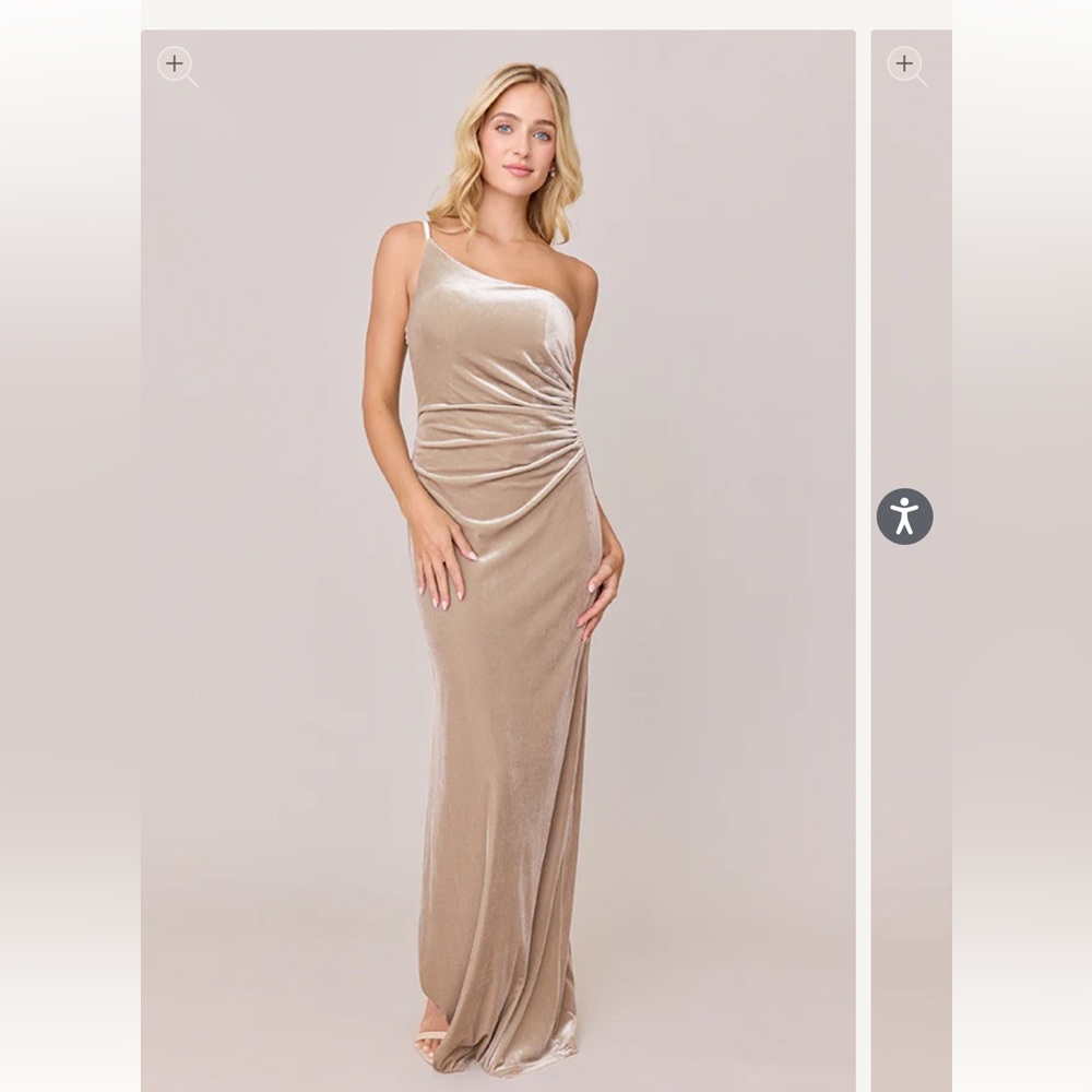 Revelry Jade Velvet Bridesmaid dress Champagne